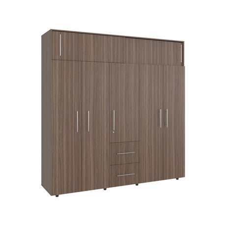 Closet Bigaf Avellana y Wengue 230x204cm Con Tres Cajones y Ocho Puertas - CLOSETS | Bylmo