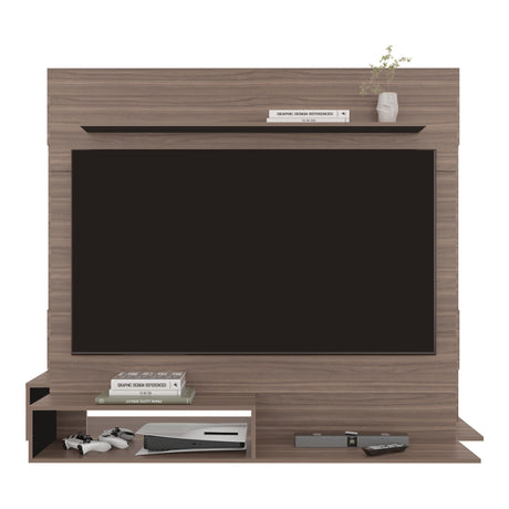 Panel de TV Flotante Baijing Avellana y Wengue 160x137cm Para TV Hasta 70 Pulgadas - MUEBLES DE TV | Bylmo
