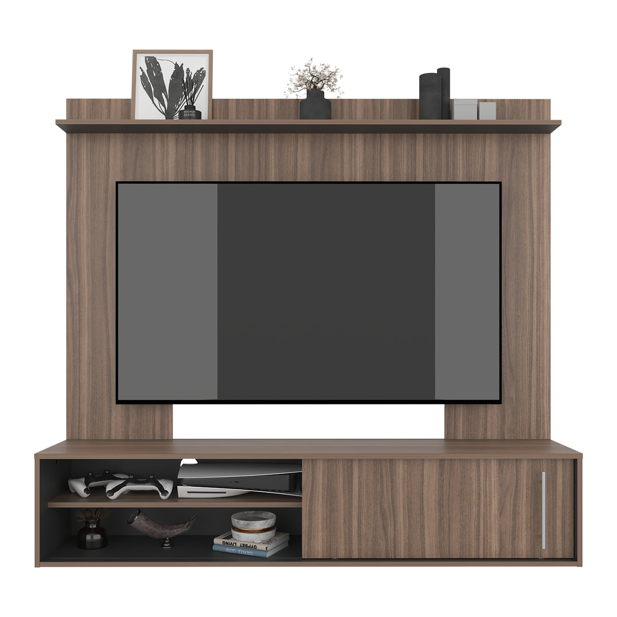 Panel de TV Bigaf Avellana y Wengue 145.6x38cm Para TV Hasta 60 Pulgadas Flotante - MUEBLES DE TV | Bylmo