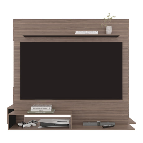 Panel de TV Beijing Avellana y Wengue 140x120cm Para TV Hasta 55 Pulgadas con Cinco Compartimientos - MUEBLES DE TV | Bylmo