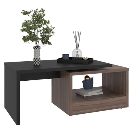 Mesa de Centro Kaia Wengue y Avellana 100.2x40cm Rectangular con Compartimiento - MESAS DE CENTRO | Bylmo