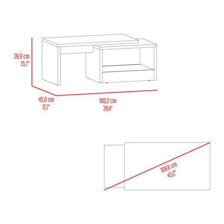 Mesa de Centro Kaia Wengue y Avellana 100.2x40cm Rectangular con Compartimiento - MESAS DE CENTRO | Bylmo