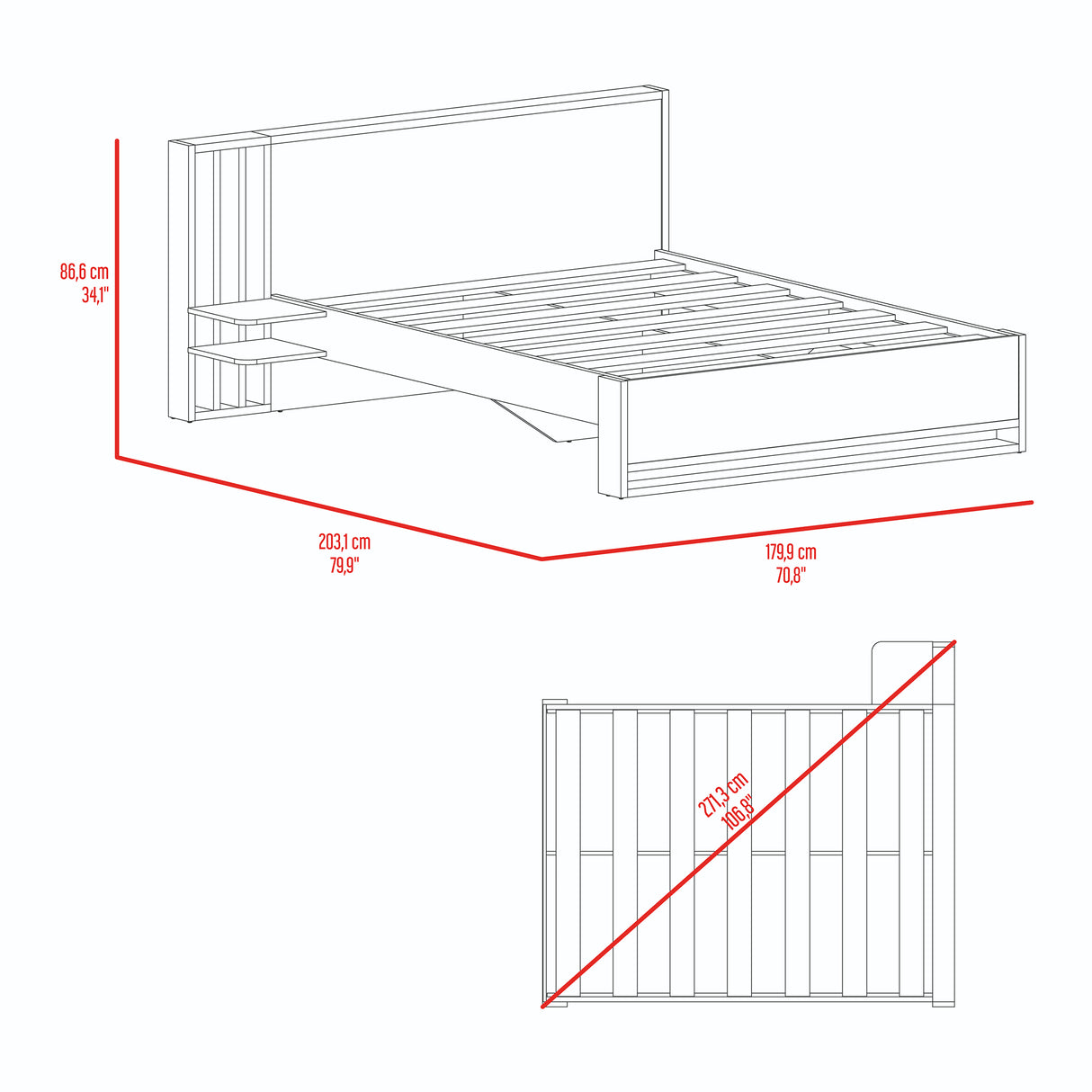 Base Cama Vance Avellana 179.9x86.6cm para Colchón Doble 140 X 190 Cm y con Cabecero - CAMAS | Bylmo