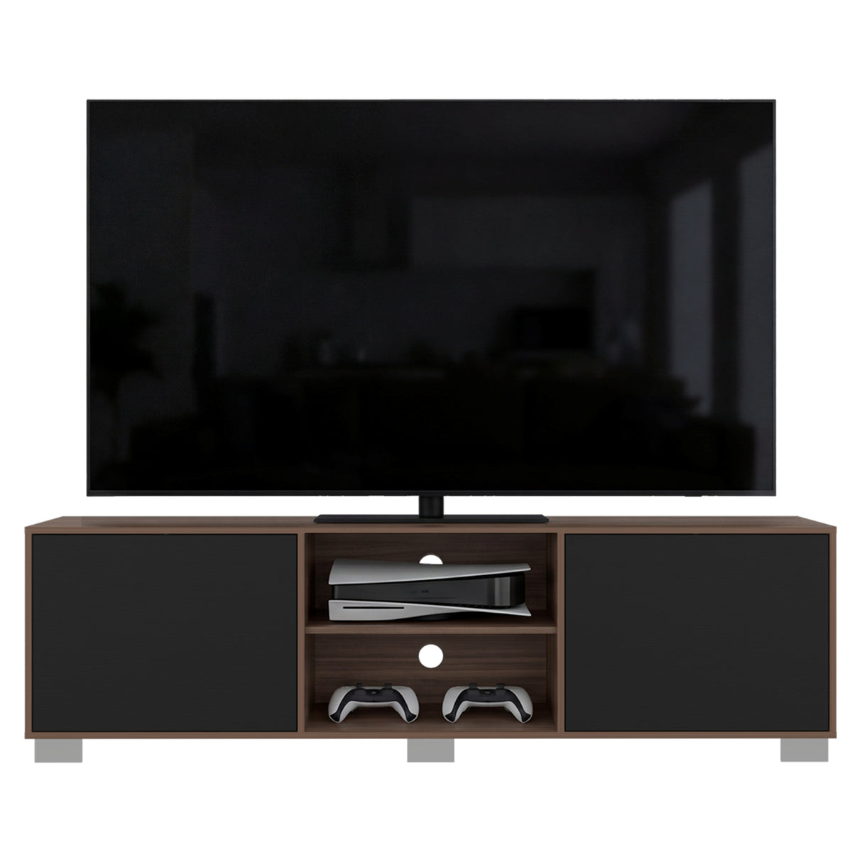 Rack de TV Classic Avellana y Wengue 180x52.5cm para TV Hasta 70" Pulgadas con Cuatro Compartimientos - MUEBLES DE TV | Bylmo