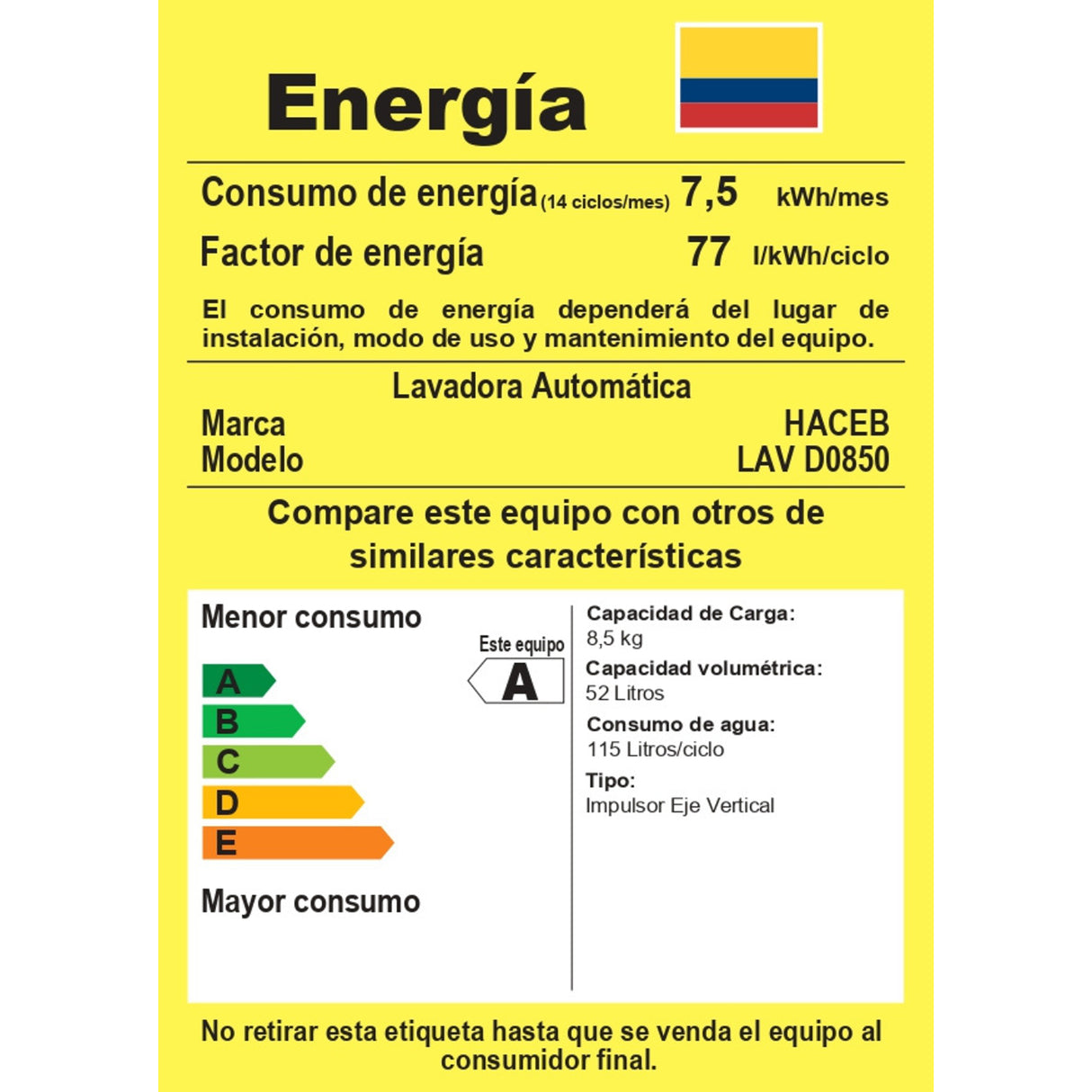 Lavadora Haceb Gris 52.3x89.8cm Para 8 Kilos con 6 Funciones Preconfiguradas - LAVADORAS Y SECADORAS | Bylmo