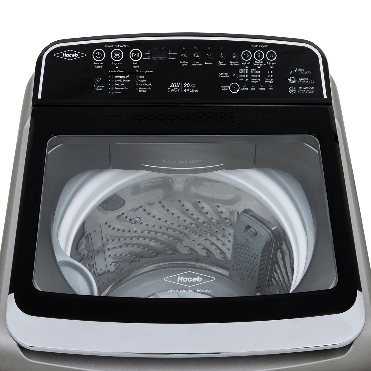 Lavadora Haceb Inox 62x111cm Para 20 Kilos con 11 Funciones Preconfiguradas - LAVADORAS Y SECADORAS | Bylmo