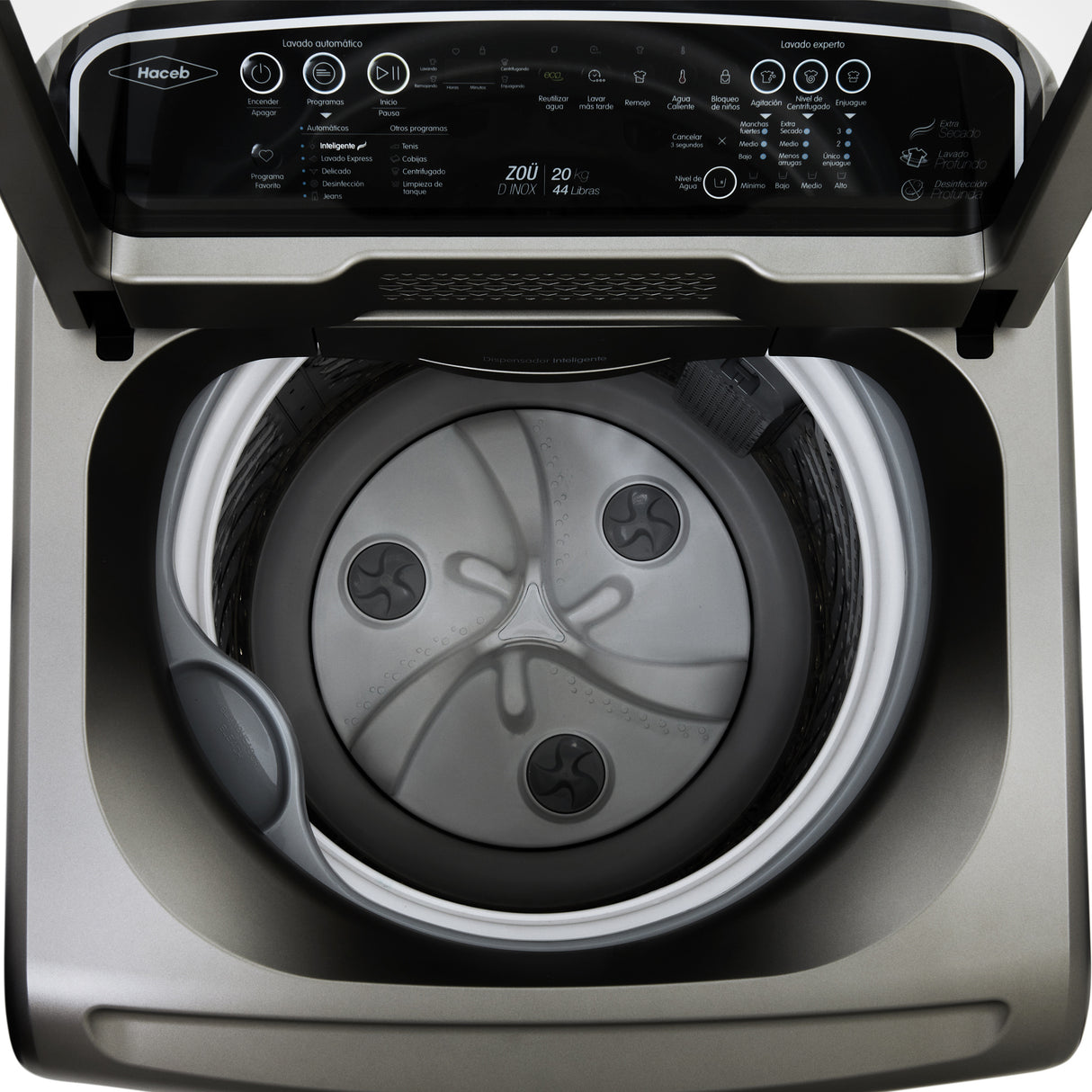 Lavadora Haceb Inox 62x111cm Para 20 Kilos con 11 Funciones Preconfiguradas - LAVADORAS Y SECADORAS | Bylmo