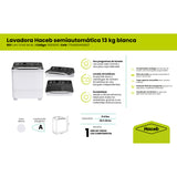 Lavadora Haceb Blanco 88.8x104.5cm Para 13 Kilos con 5 Funciones Preconfiguradas - LAVADORAS Y SECADORAS | Bylmo