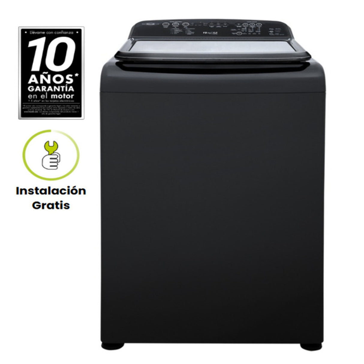 Lavadora Haceb Negra 67x115cm Para 19 Kilos con 6 Funciones Preconfiguradas - LAVADORAS Y SECADORAS | Bylmo