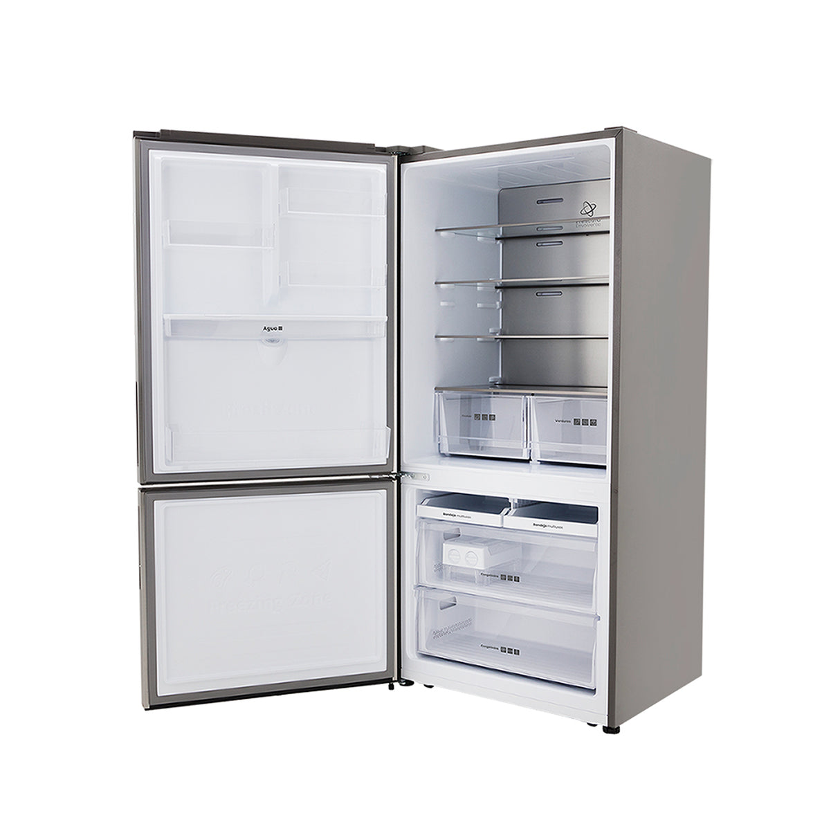 Nevecón No Frost Haceb Bottom Mount Inox 79.4x172.5cm De 543 Litros con Dispensador de Agua - NEVERAS | Bylmo