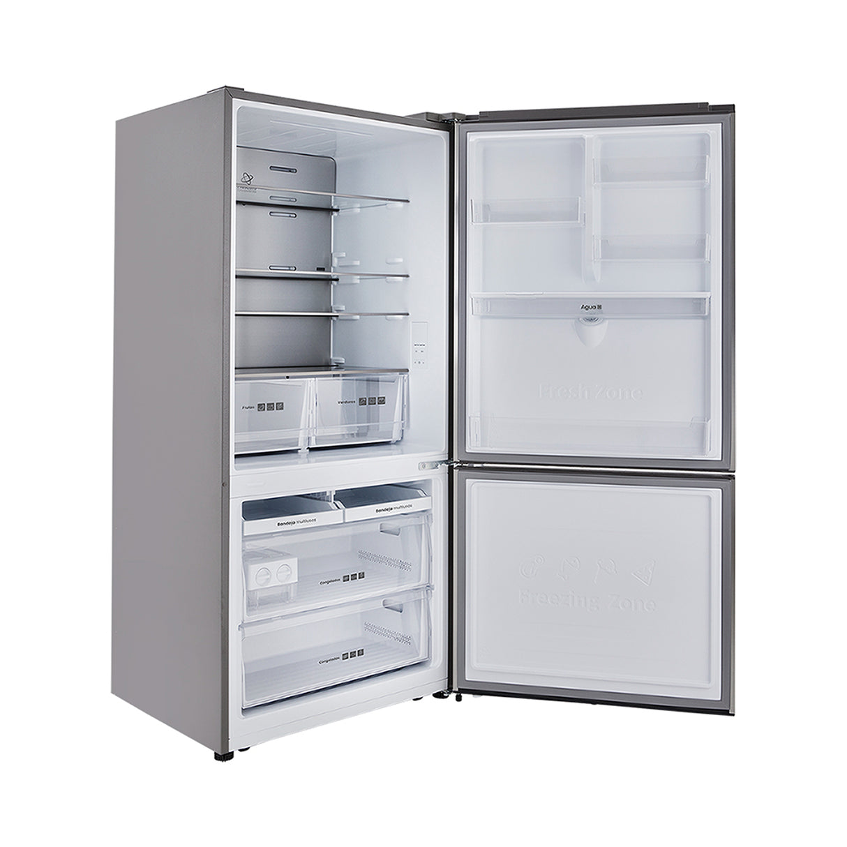 Nevecón No Frost Haceb Bottom Mount Inox 79.4x172.5cm De 543 Litros con Dispensador de Agua - NEVERAS | Bylmo