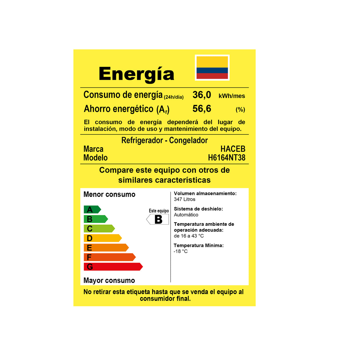 Nevera No Frost Haceb Bottom Mount Negro 68.5x195cm De 382 Litros y con Pantalla Digital - NEVERAS | Bylmo