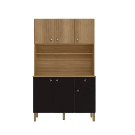 Alacena Negro y Castaño 111x185cm con Un Cajón y con Seis Puertas - ALACENAS Y MUEBLES MICROONDAS | Bylmo