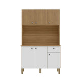 Alacena Blanco y Castaño 111x185cm con Un Cajón y con Seis Puertas - ALACENAS Y MUEBLES MICROONDAS | Bylmo