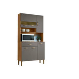 Alacena Gris y Castaño 92x176cm con Un Cajón y con Seis Puertas - ALACENAS Y MUEBLES MICROONDAS | Bylmo