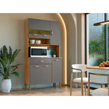 Alacena Gris y Castaño 92x176cm con Un Cajón y con Seis Puertas - ALACENAS Y MUEBLES MICROONDAS | Bylmo