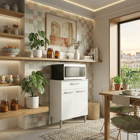 Alacena Blanco 60x83cm con Un Cajón y con Dos Puertas - ALACENAS Y MUEBLES MICROONDAS | Bylmo