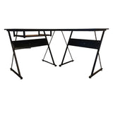 Escritorio en L Negro 128x63cm con Una Repisa para Organizar