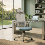 Silla Gerencial Azul Aguamarina 61x125cm con Apoya Brazos con Soporte Lumbar y con Apoya Cabezas