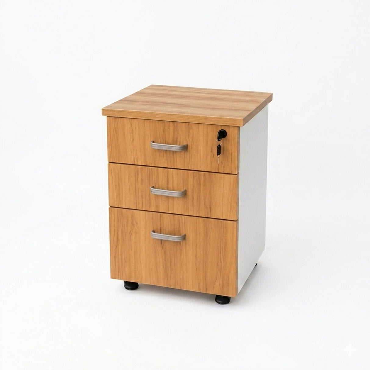 Cajonera Castaño y Blanco 42x53cm de Tres Hileras con Tres Cajones - CAJONERAS Y COMODAS | Bylmo