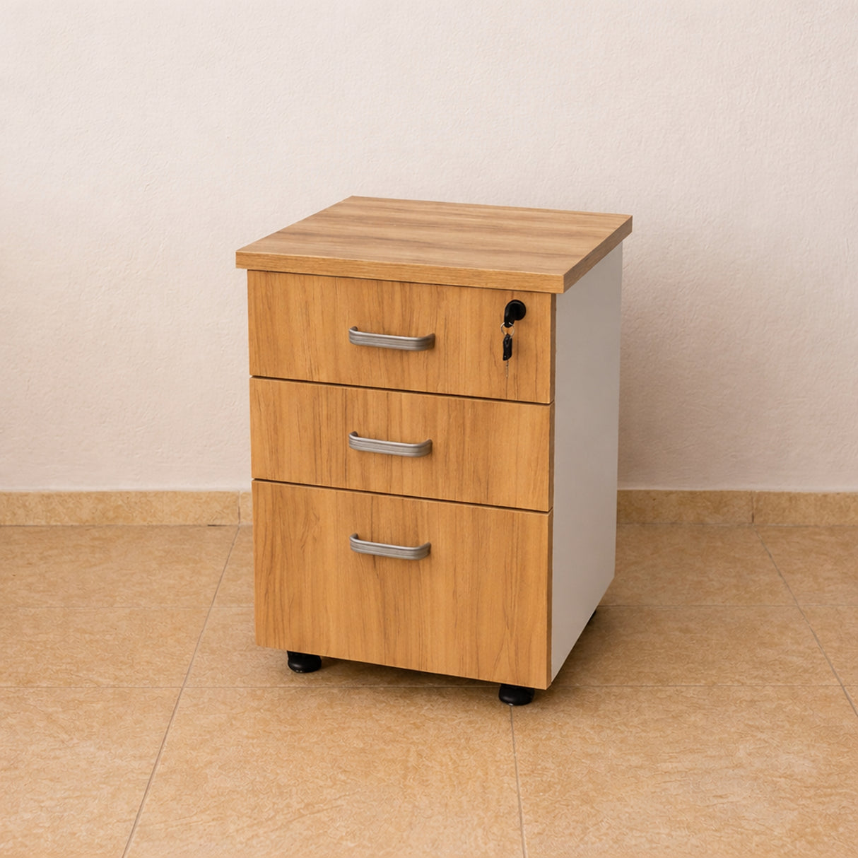 Cajonera Castaño y Blanco 42x53cm de Tres Hileras con Tres Cajones - CAJONERAS Y COMODAS | Bylmo