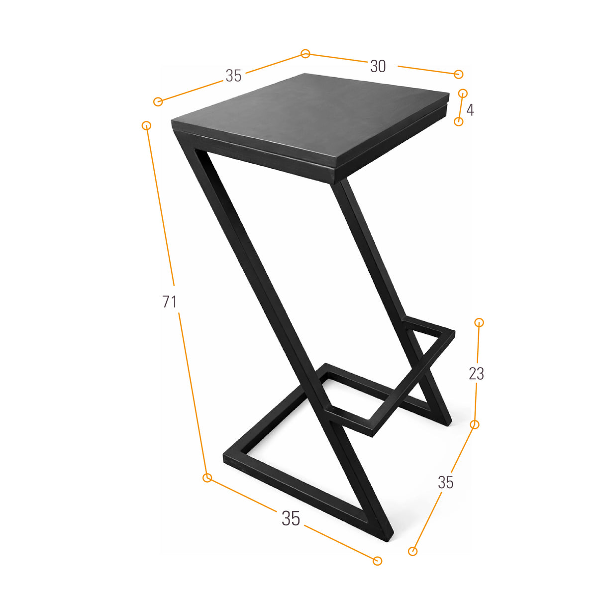 Butaco Mácula y Negro 35x71cm de Asiento Cuadrado sin Espaldar y sin Apoya Brazos - SILLAS Y BUTACOS | Bylmo