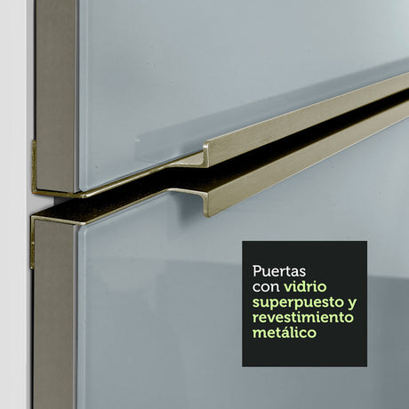 Mueble Superior de Cocina Lux Blanco y Gris 120x66cm con Cuatro Entrepaños y Dos Puertas - MUEBLES SUPERIORES DE COCINA | Bylmo