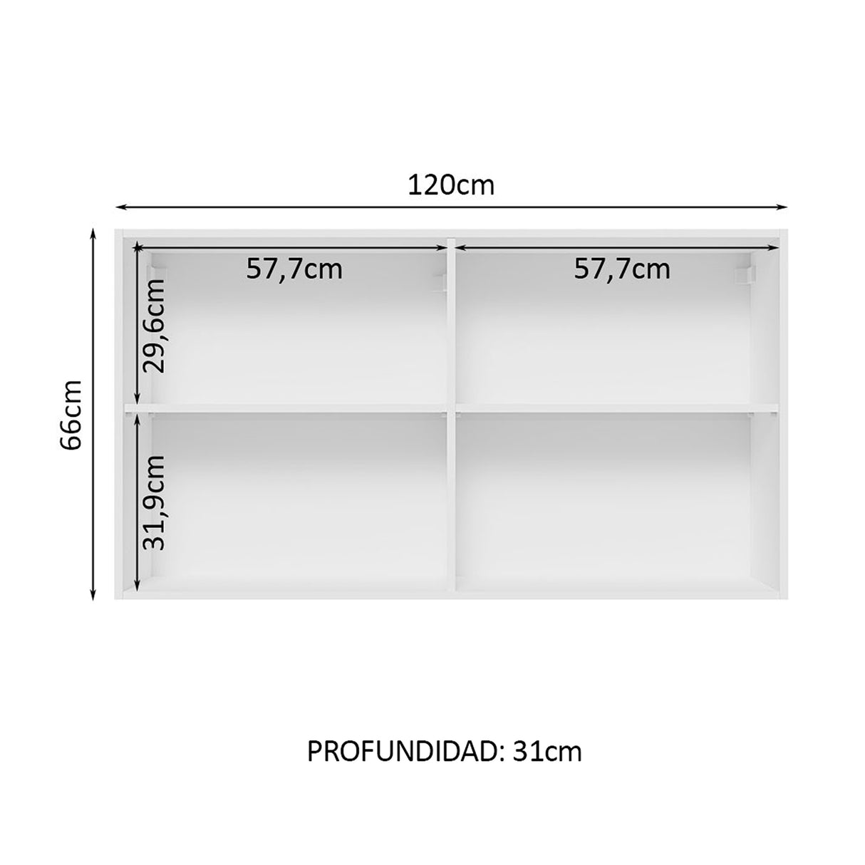 Mueble Superior de Cocina Lux Blanco y Gris 120x66cm con Cuatro Entrepaños y Dos Puertas - MUEBLES SUPERIORES DE COCINA | Bylmo