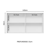 Mueble Superior de Cocina Lux Blanco y Gris 120x66cm con Cuatro Entrepaños y Dos Puertas - MUEBLES SUPERIORES DE COCINA | Bylmo