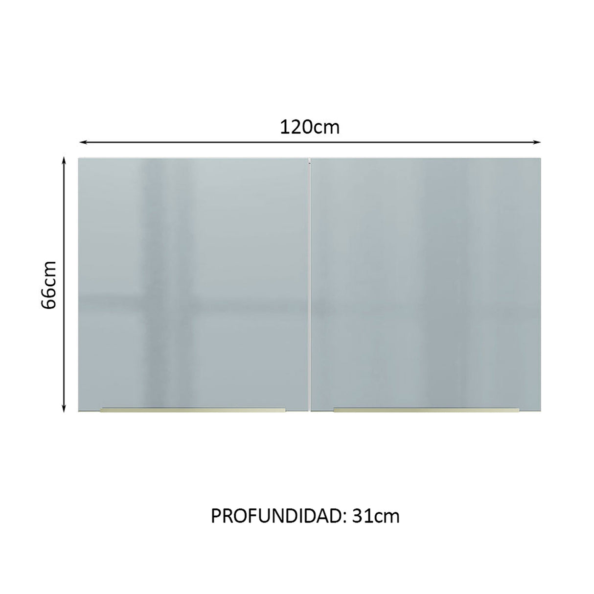 Mueble Superior de Cocina Lux Blanco y Gris 120x66cm con Cuatro Entrepaños y Dos Puertas - MUEBLES SUPERIORES DE COCINA | Bylmo