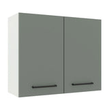 Mueble Superior de Cocina Agata Blanco y Gris 80x66cm con Dos Entrepaños y Dos Puertas - MUEBLES SUPERIORES DE COCINA | Bylmo