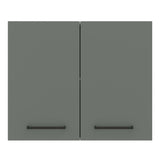 Mueble Superior de Cocina Agata Blanco y Gris 80x66cm con Dos Entrepaños y Dos Puertas - MUEBLES SUPERIORES DE COCINA | Bylmo