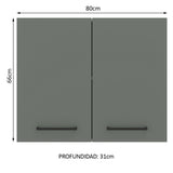 Mueble Superior de Cocina Agata Blanco y Gris 80x66cm con Dos Entrepaños y Dos Puertas - MUEBLES SUPERIORES DE COCINA | Bylmo