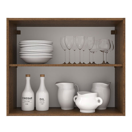 Mueble Superior de Cocina Agata Marrón y Gris 80x66cm con Dos Entrepaños y Dos Puertas - MUEBLES SUPERIORES DE COCINA | Bylmo