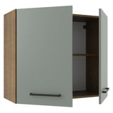 Mueble Superior de Cocina Agata Marrón y Gris 80x66cm con Dos Entrepaños y Dos Puertas - MUEBLES SUPERIORES DE COCINA | Bylmo