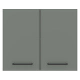 Mueble Superior de Cocina Agata Marrón y Gris 80x66cm con Dos Entrepaños y Dos Puertas - MUEBLES SUPERIORES DE COCINA | Bylmo