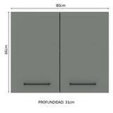 Mueble Superior de Cocina Agata Marrón y Gris 80x66cm con Dos Entrepaños y Dos Puertas - MUEBLES SUPERIORES DE COCINA | Bylmo