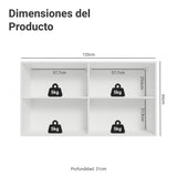 Mueble Superior de Cocina Vik Blanco y Gris 120x66cm con Cuatro Entrepaños y Dos Puertas - MUEBLES SUPERIORES DE COCINA | Bylmo