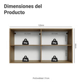 Mueble Superior de Cocina Vik Marrón y Gris 120x66cm con Cuatro Entrepaños y Dos Puertas - MUEBLES SUPERIORES DE COCINA | Bylmo