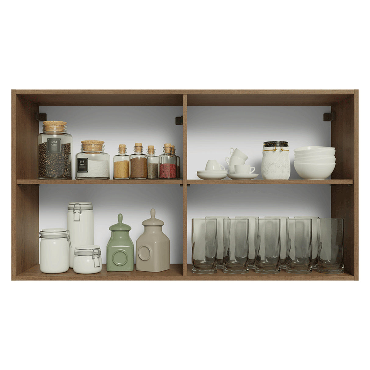 Mueble Superior de Cocina Vik Marrón y Verde 120x66cm con Cuatro Entrepaños y Dos Puertas