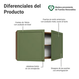 Mueble Superior de Cocina Vik Marrón y Verde 120x66cm con Cuatro Entrepaños y Dos Puertas