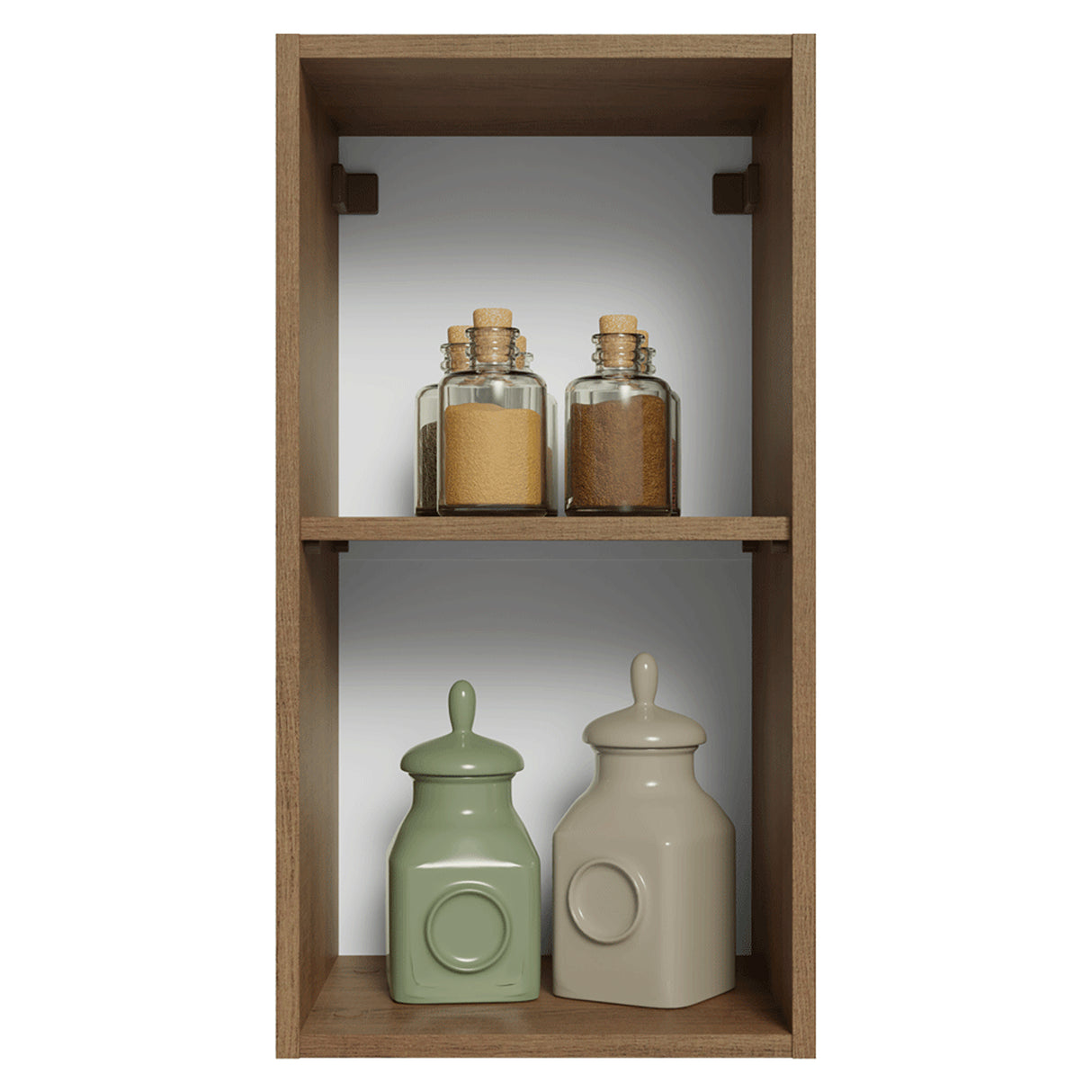 Mueble Superior de Cocina Vik Marrón y Gris 35x66cm con Dos Entrepaños y Una Puerta - MUEBLES SUPERIORES DE COCINA | Bylmo