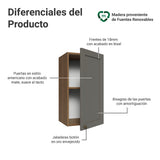 Mueble Superior de Cocina Vik Marrón y Gris 35x66cm con Dos Entrepaños y Una Puerta - MUEBLES SUPERIORES DE COCINA | Bylmo