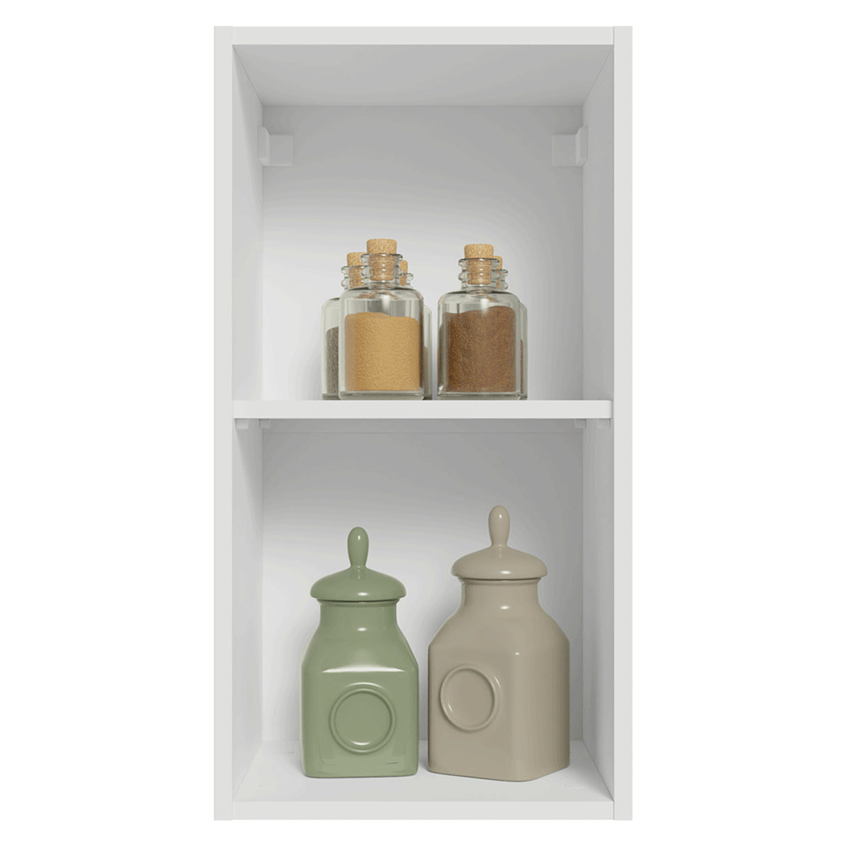 Mueble Superior de Cocina Vik Blanco y Verde 35x66cm con Dos Entrepaños y Una Puerta - MUEBLES SUPERIORES DE COCINA | Bylmo