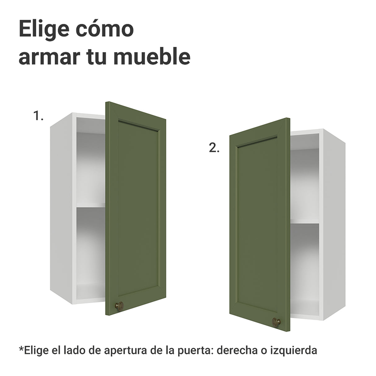 Mueble Superior de Cocina Vik Blanco y Verde 35x66cm con Dos Entrepaños y Una Puerta - MUEBLES SUPERIORES DE COCINA | Bylmo