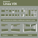 Mueble Superior de Cocina Vik Blanco y Verde 35x66cm con Dos Entrepaños y Una Puerta - MUEBLES SUPERIORES DE COCINA | Bylmo
