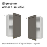 Mueble Superior de Cocina Vik Blanco y Gris 40x66cm con Dos Entrepaños y Una Puerta - MUEBLES SUPERIORES DE COCINA | Bylmo