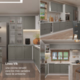 Mueble Superior de Cocina Vik Blanco y Gris 40x66cm con Dos Entrepaños y Una Puerta - MUEBLES SUPERIORES DE COCINA | Bylmo