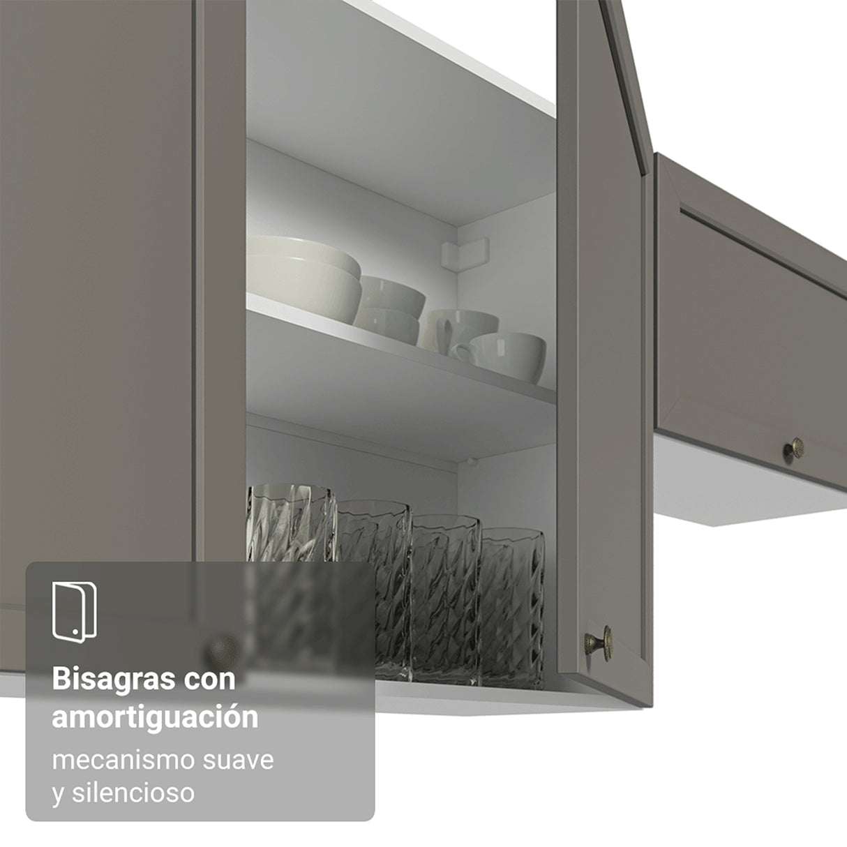 Mueble Superior de Cocina Vik Blanco y Gris 60x66cm con Dos Entrepaños y Una Puerta