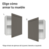 Mueble Superior de Cocina Vik Blanco y Gris 60x66cm con Dos Entrepaños y Una Puerta